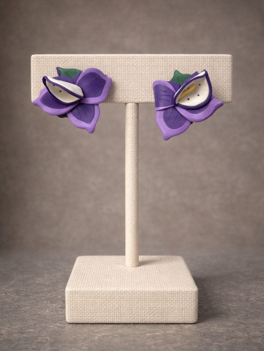 Polymer floral clip on earrings